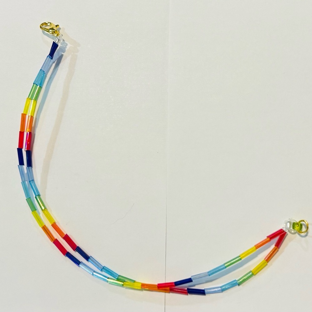 Handmade Rainbow Glass Tube Bracelet - Picture 4 of 7